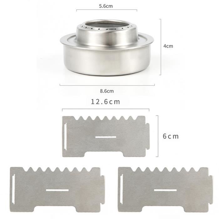 Réchauchaud à Alcool Pliable En Inox – Pour Camping Et Randonnée – 75 X 44 Mm