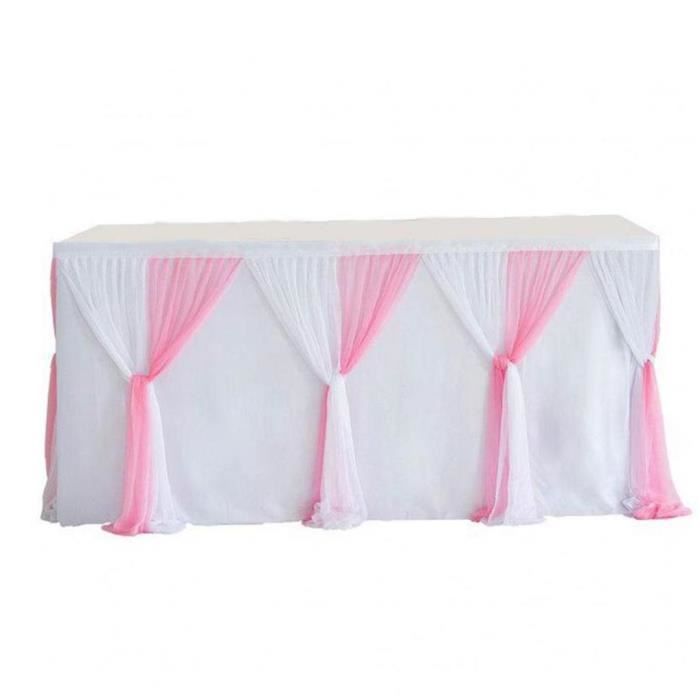 Jupe De Table En Tulle Romantique 8FT - Décoration Mariage, Anniversaire, Baptême Blanc