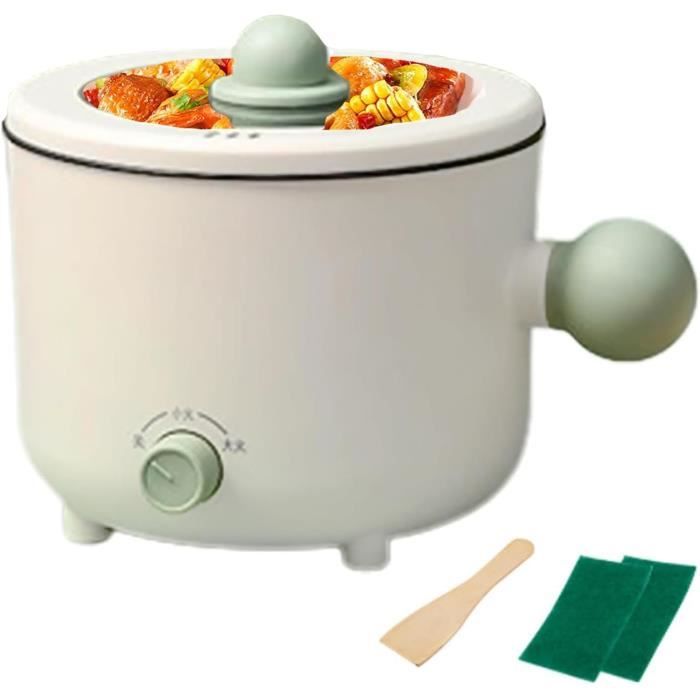 Marmite électrique Verte 1,7 L - 300W/600W - Revêtement Antiadhésif - Avec Cuiseur Vapeur - Parfaite Pour Studio, Dortoir, Voyage
