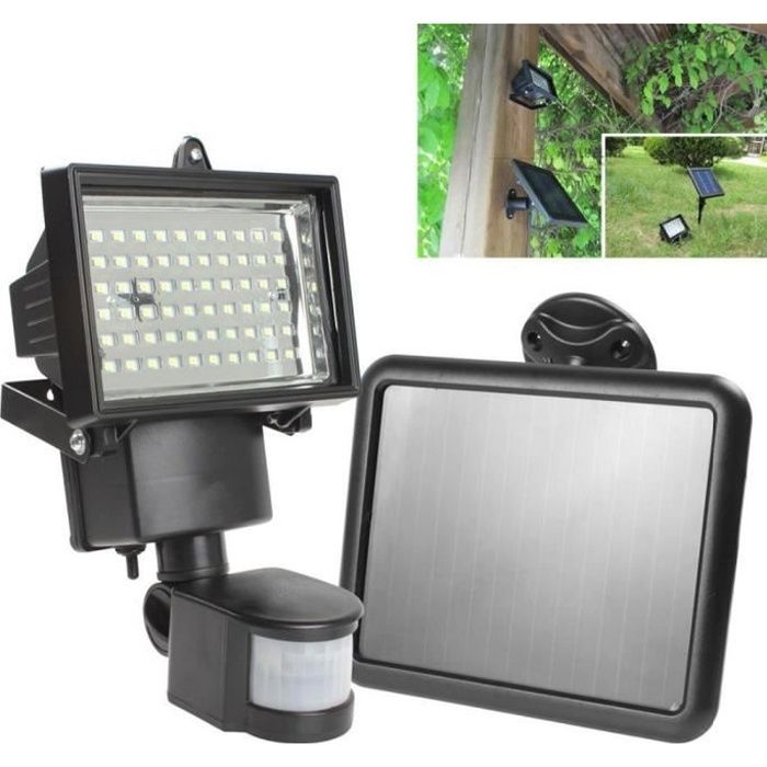 Capteur 1PCS Panneau solaire de sécurité Flood LED Light Garden mouvement PIR 60 LED Wall Path Lamps Lampe d'extérieur d'urgence
