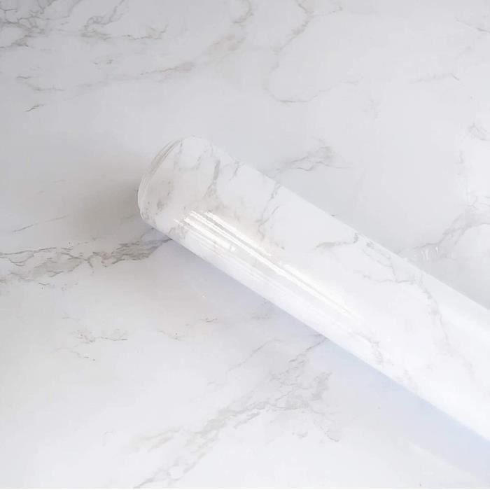 Papier Adhésif Marbre FunStick - Film Autocollant Pour Plan De Travail, Meuble, Mur, 40 Cm X 2 M, Blanc Gris Or