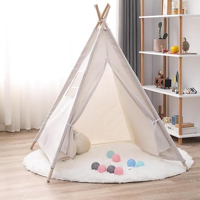 Tente D'intérieur Spacieuse Pour Enfants Nukido, Tente Pour Enfant Tipi Teepee Grise Avec
