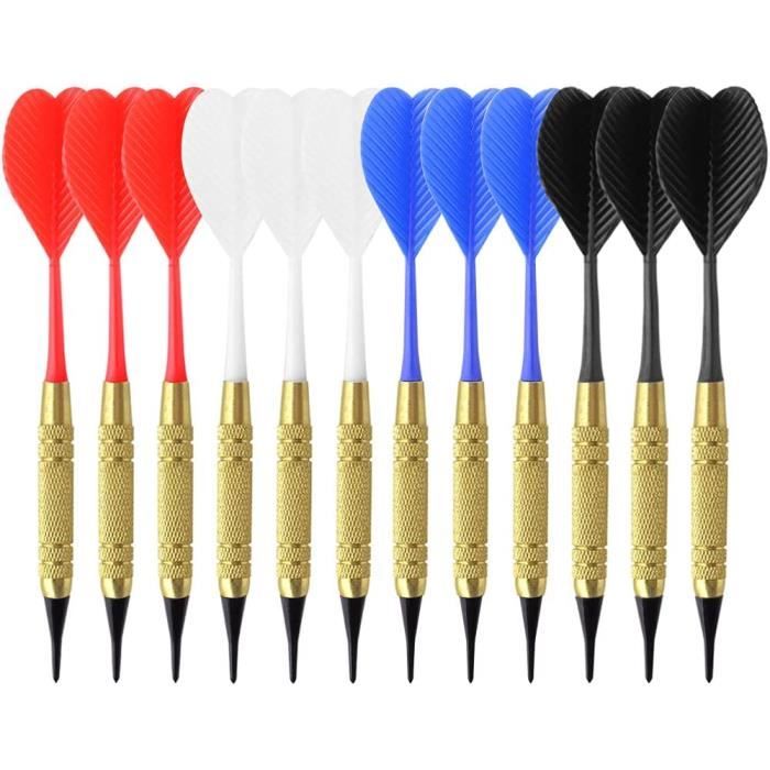 12 Fléchettes à Pointe Plastique (6 Couleurs) - Pour Cibles électroniques, Jeux En Famille, Entraînement - Cadeau Homme/garçon
