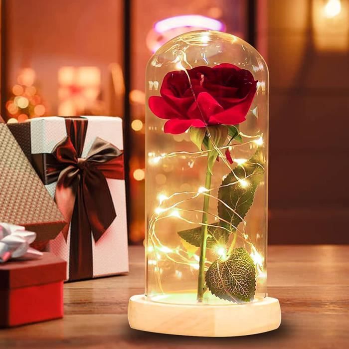 Rose Éternelle MOOKLIN - La Belle Et Bête, Avec Dôme Verre Et Lampe LED