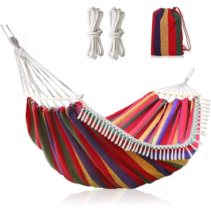 Hamac Double En Coton 10T Vanadina - Extra-large 110 Cm - Kit De Fixation Inclus - Capacité 150 Kg