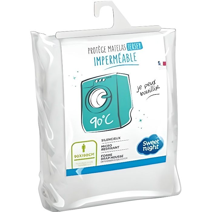 SWEETNIGHT Protège-matelas imperméable AXEL 90x190 / 200 cm - Blanc