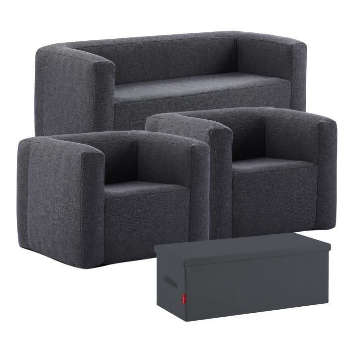 set canapé, fauteuils et table gonflables - terracotta - gris foncé - intérieur et extérieur