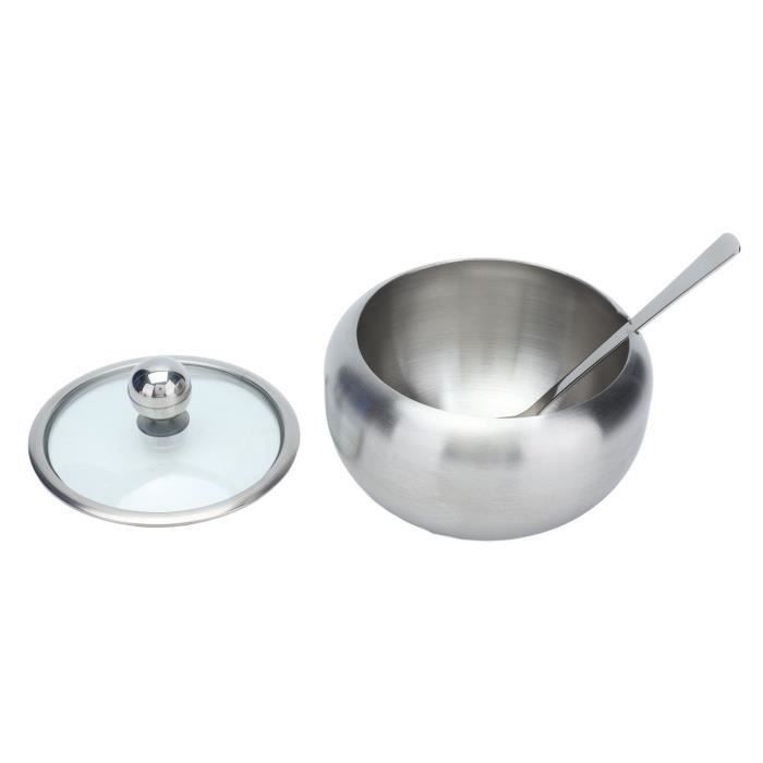 Sucrier En Acier Inoxydable Avec Couvercle Coulissant – Capacité 473,6 G – Design Globe, Pratique Et élégant