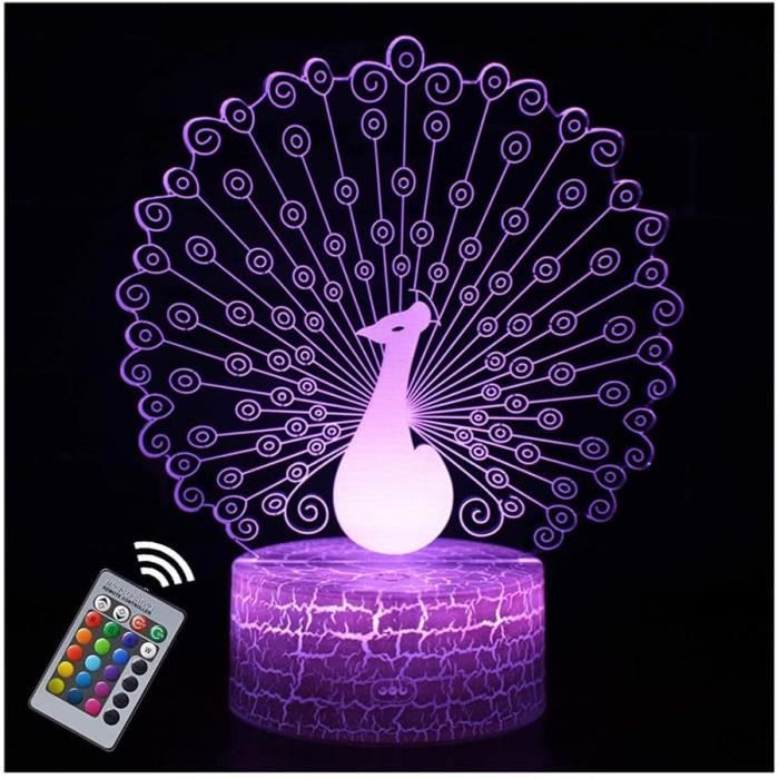 Lampe 3D Minec LED - 7 Couleurs, Tactile, Alimentation USB/piles, Illusion Optique, Cadeau Geek