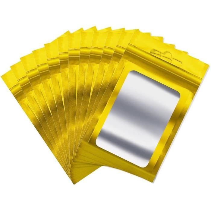 50 Pcs Sachet Aluminium Refermable Zip Avec Fen tres Transparente