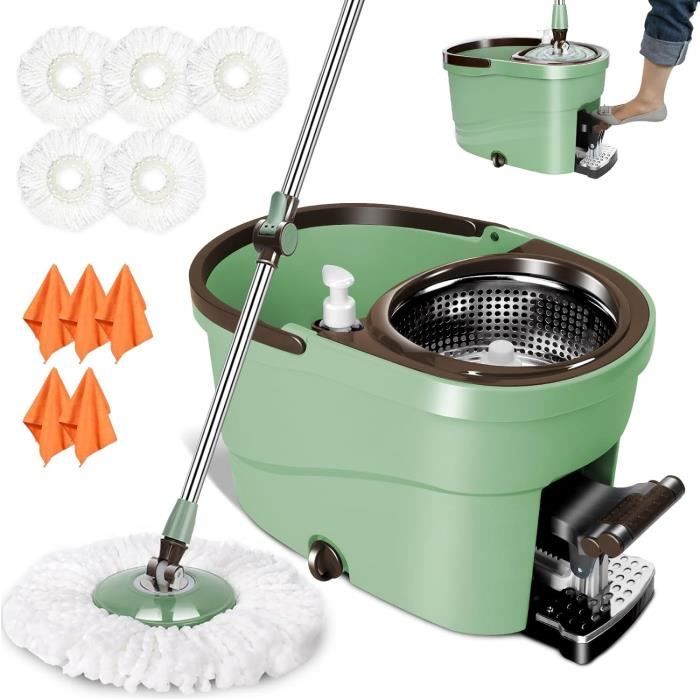 Manche Télescopique 4 Sections Pour Balai à Franges Spin – Poignée De Rechange En Acier Inoxydable Blanc