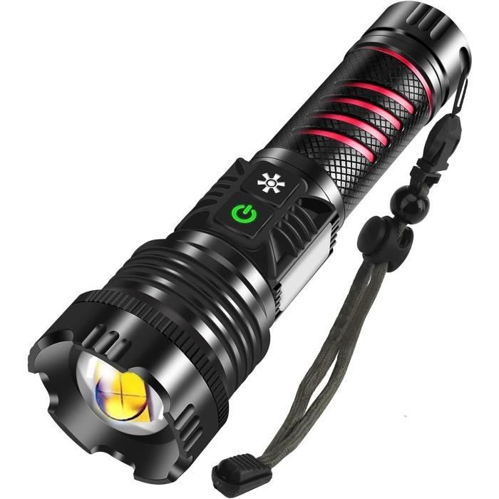 Lampe Torche Led Ultra Puissante 20000 Lumens Lampe De Poche Rechargeable Usb C Avec Lumière