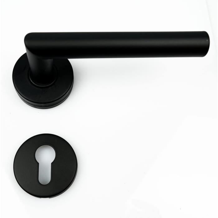 Set De 2 Poignées De Porte FELGNER Como – Noir Mat, Acier Inox, Pour Salle De Bain Et WC