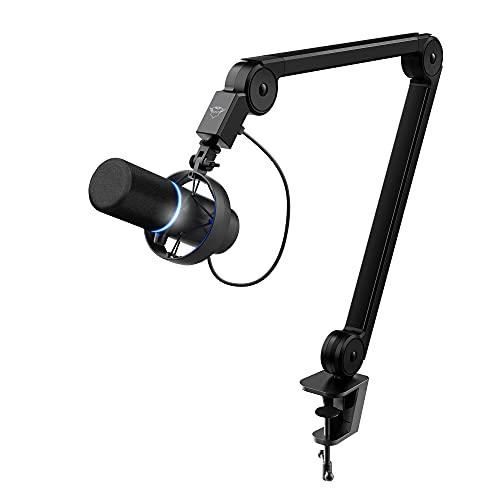 Trust - Gaming GXT 255+ Onyx Bras Micro Professionnel, Cardioïde, Filtre Anti-Pop - Microphone USB, LED, pour Podcast - Perche
