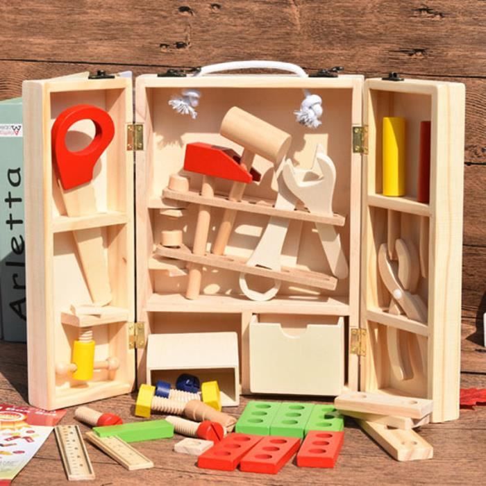 Kit De Réparation Créatif En Bois Pour Enfants - Jouet D'imitation Outils - 21x30x8 Cm - Multicolore