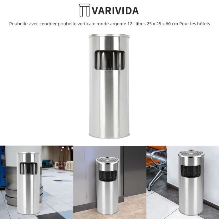 Poubelle Extérieure Avec Cendrier – 35 L, Acier Inoxydable – Pour Jardin, Hôtel, Supermarché - 10