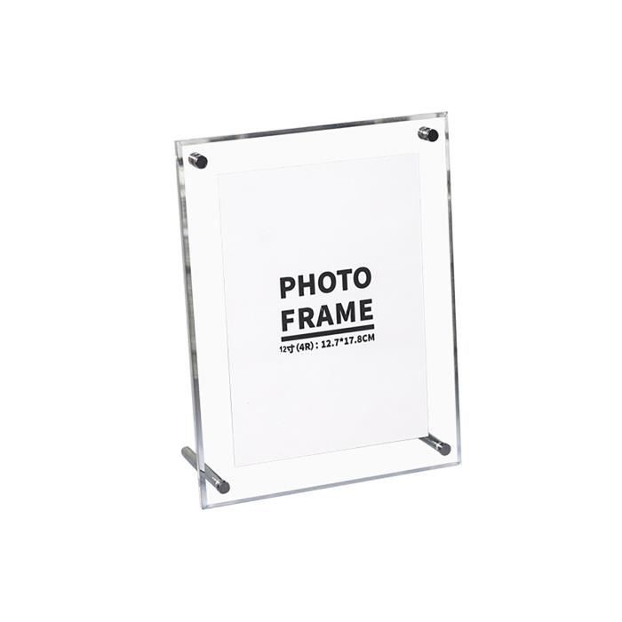 Support en bois blanc cadre transparent en acrylique