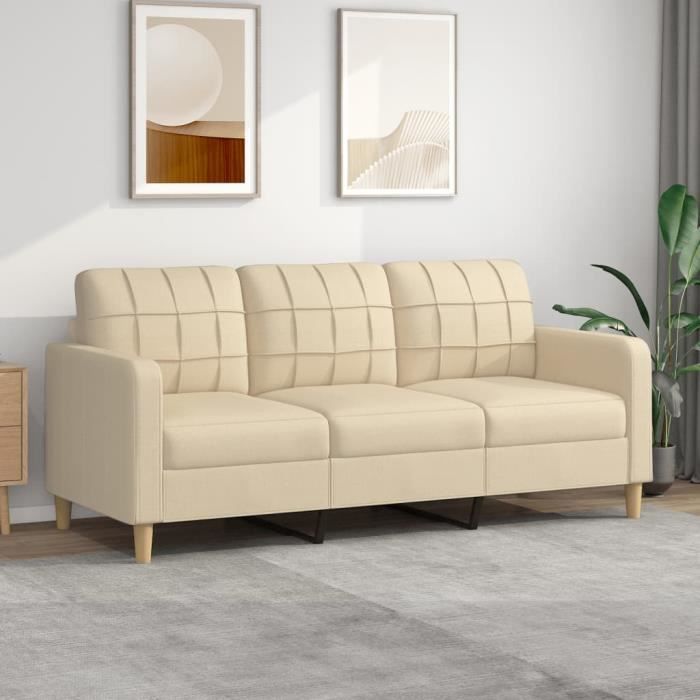 SALE 2024 Canapé Salon à 3 places Crème 180 cm Tissu198 x 77 x 80 cm 196Kg