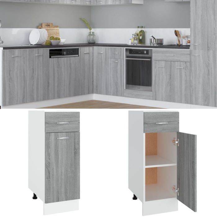 vidaXL Armoire à tiroirs inférieure Lyon Gris Sonoma 30 x 46 x 815 cm Bois dingénierie 815568