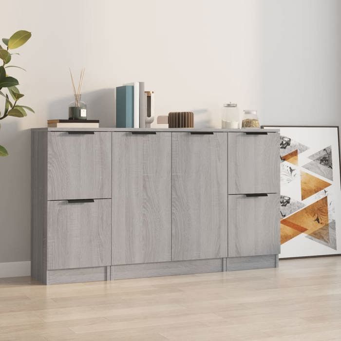 vidaXL Buffets 3 pcs Armoires Latérale avec Rangement Meubles de Salle de Séjour Salon Intérieur Moderne Gris Bois 3115850