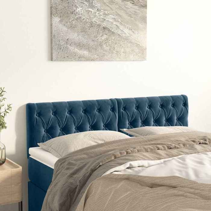 vidaXL Têtes de lit Bleu foncé 160 x 7 x 78/88 cm Velours 346366