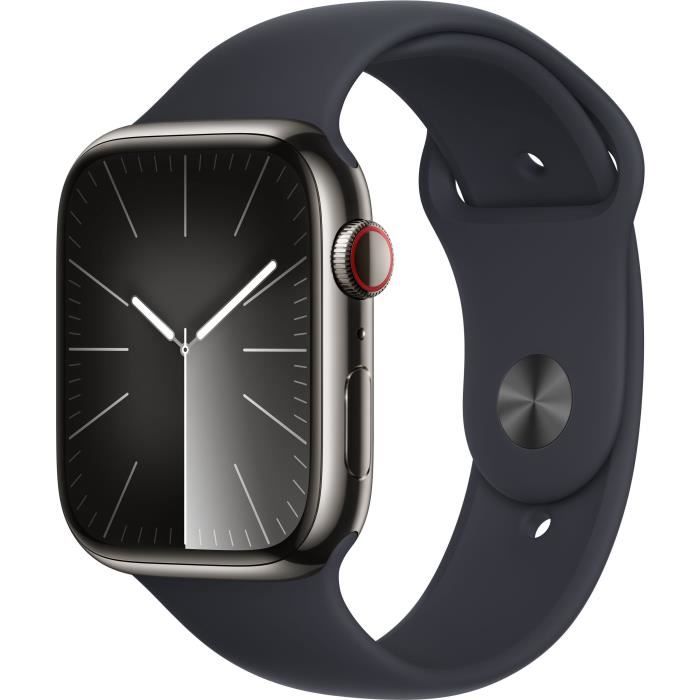 Apple Watch Series 9 GPS + Cellular - 45mm - Boîtier Acier Graphite - Bracelet Midnight Sport Band -