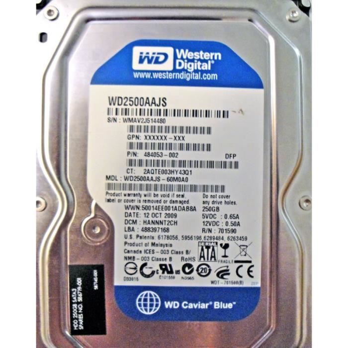 WESTERN DIGITAL Disque dur bleu SATA 3 Go/S 250 Go 250GB 7200RPM