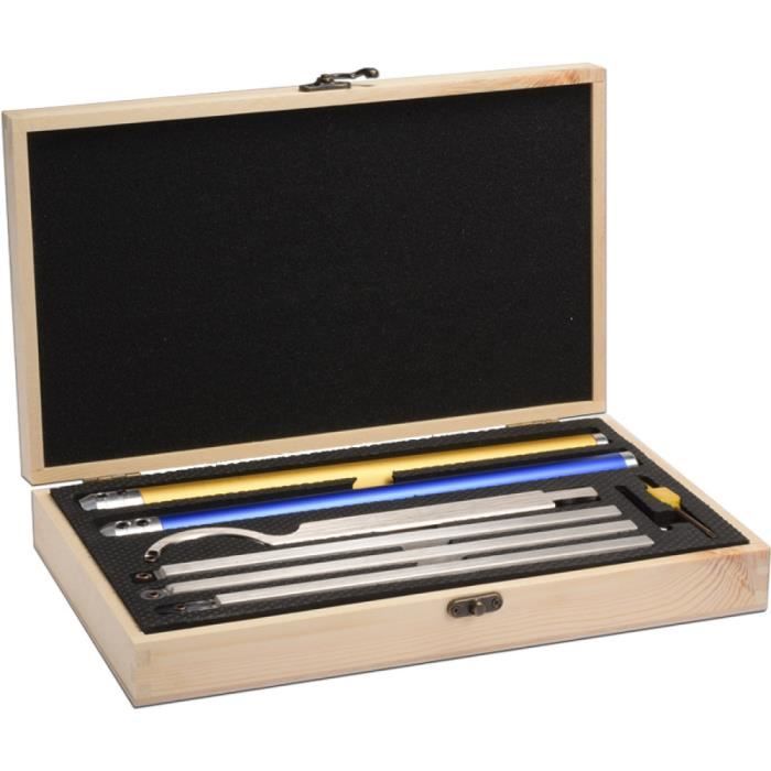 Kit Outils Tournage Bois Carbure 6 Pièces – Barres Acier, Poignée Hêtre/caoutchouc, Boîte En Bois, Pour Débutants Et Experts - 3
