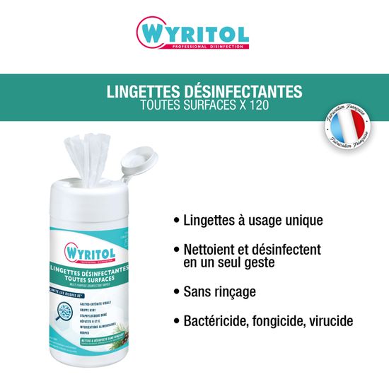Lingette désinfectante virucide bactéricide sans rinçage Hand Sanitising