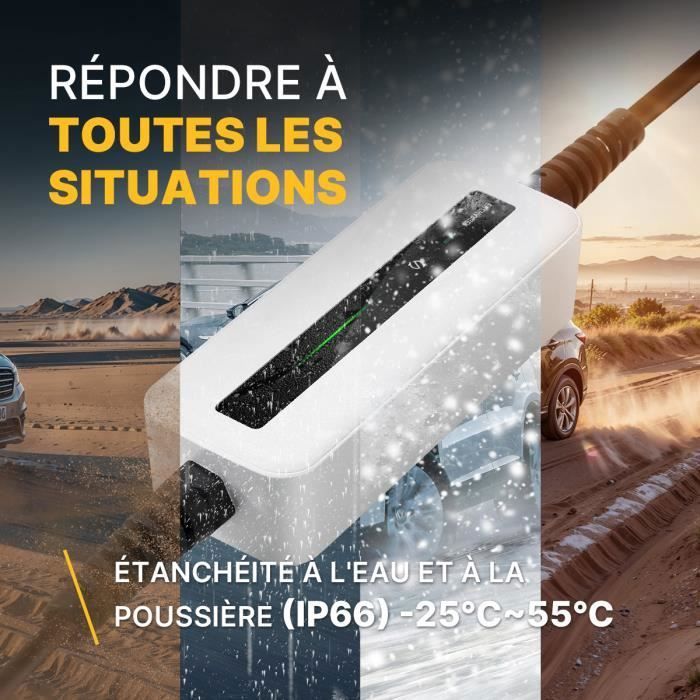 Chargeur EV Morec Type 2 10/16A - Avec Fonction Timer, Prise Schuko, 2.2/3.6kW, Câble 5m