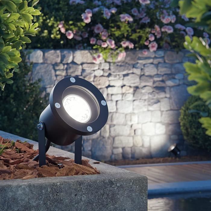Projecteur De Jardin Ruk Pour L'Extérieur, Aluminium, Noir, Ip55 Incl ...