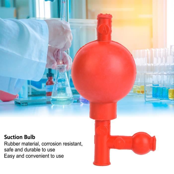 Poire D'aspiration En Caoutchouc à 3 Ouvertures – Pour Pipette De Laboratoire, Rouge, Usage Sûr Et Précis, Anti-refoulement
