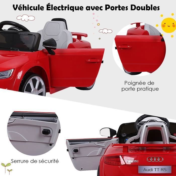 Voiture Électrique Enfant Audi TT RS - Télécommande 2,4GHz - 12V - 2 Moteurs 30W - Rose