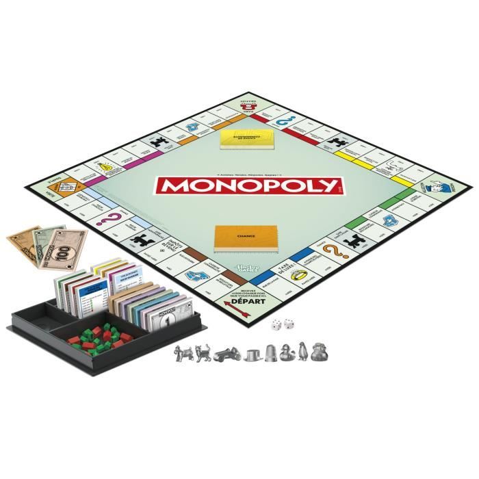 Monopoly classique, jeu de société de plateau, avec boîte