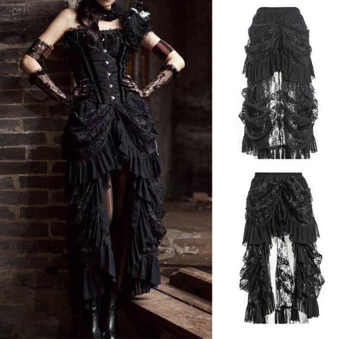 Jupe Jupe Longue Volants pour Femme V tement Style Victorien R tro Gothique Steampunk Black D4149