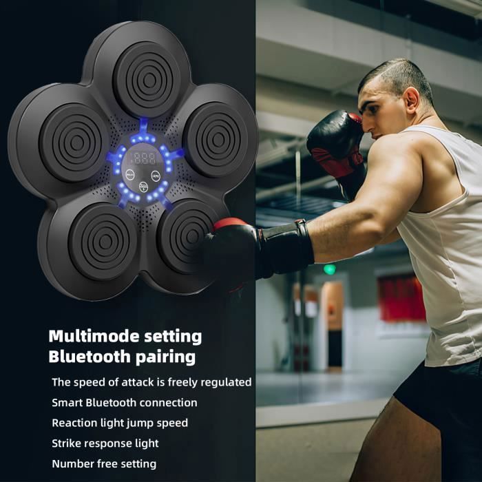 Music Boxing Machine Adulte Bluetooth Avec Gants - 9 Vitesses, Cible LED Murale Pour Entraînement