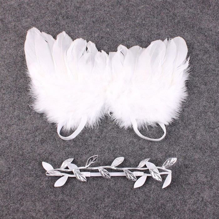 JAWSEU Nouveau Né Photographie Accessoires, Photography Props Ailes d'ange avec Fleur Bandeau Set Accessoires de Photographie pour Bébé Costume de Photographie Bébé Photo Prop