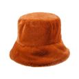 6 -Chapeau seau en fausse fourrure pour femme, casquette de pêche, de couleur unie, à la mode, épais, doux et chaud, pour les vacanc-2