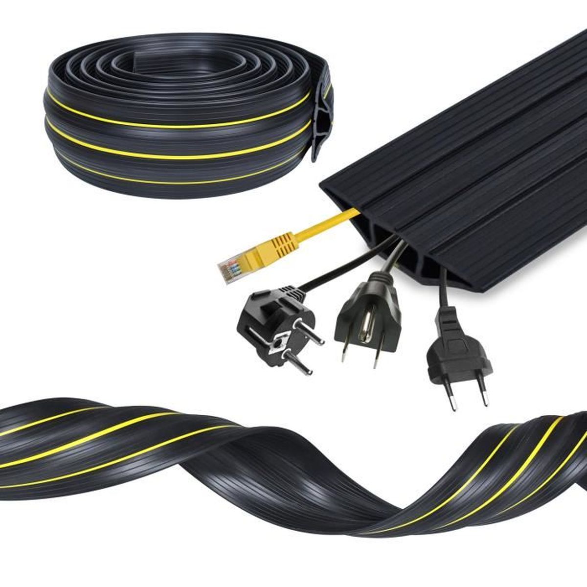 D-Line DO-1B765 Passe Câble Sol Rigide, Goulotte Protection , Couvercle de  Câble Robuste pour Usage Extérieur - Cavité du Câble = 38mm (Largeur) x  12mm (Hauteur) - 765mm Longueur - Noir : : Bricolage