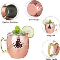 Kit Moscow Mule En Cuivre 4 Pièces - Tasses 19,5 Oz Avec Sous-verres, Pailles, Jigger Et Brosse - Cadeau Bar, Fête, Maison - Pour Cocktails Froids