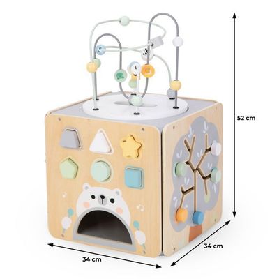 Cube éducatif Montessori En Bois – Labyrinthe, Trieur, Engrenages, Boucle Motrice, 15,5x26,5 Cm