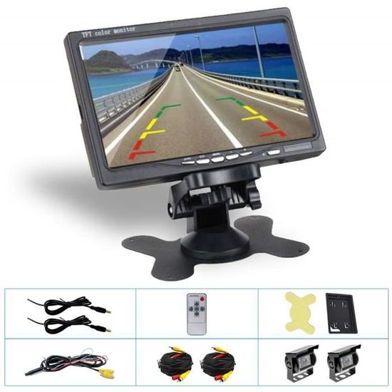 Écran De Recul 7" TFT LCD - Moniteur Pour Caméra De Recul De Camion/Voiture - 2 Entrées AV, Activation Automatique - 12V/24V