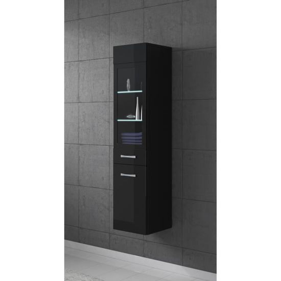 Armoire Colonne Rio Noir Brillant