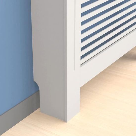 cache radiateur design en métal blanc avec grille ajourée à motifs