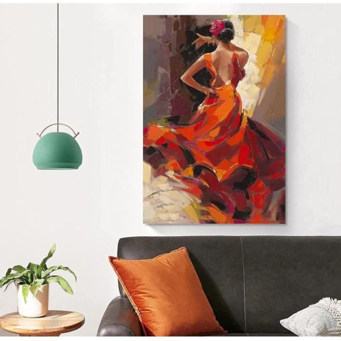 Lot De 2 Tapisseries Murales Danseurs Espagnols - 116x33 Cm Chaque - Tenture Murale Avec Pompons Et Tige De Suspension - Décoration Salon, Chambre