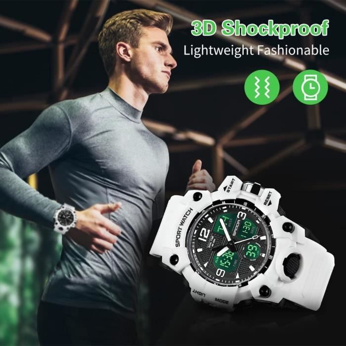 Montre de Sport pour Homme num rique analogique tanche 50 m avec