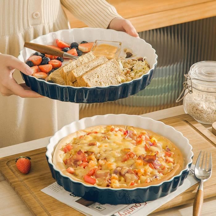 Plat à Tarte En Porcelaine Tognana - 26 Cm De Diamètre, 5 Cm De Haut, Fait En Italie (Vert Sauge) - 2