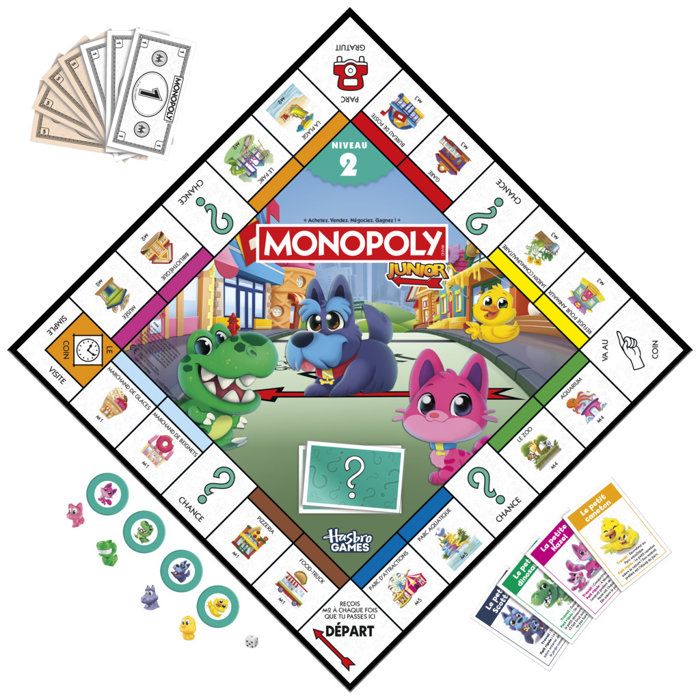 Monopoly Junior 2026 – Plateau Réversible 2 Jeux En 1, Dès 4 Ans, 2 à 4 Joueurs