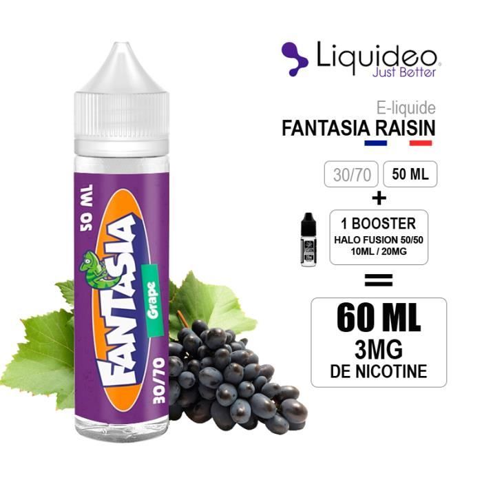 E-LIQUIDE LIQUIDEO - FANTASIA RAISIN 50ML EN 0MG + 1BOOSTER DE NICOTINE  10ML-20MG - Cdiscount Au quotidien