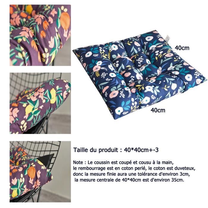 Lot De 2 Coussins De Chaise Épais 10 Cm En Coton Doux Avec Attaches - Confort Moelleux Pour Maison, Cuisine, Bureau Ou Extérieur (40x40x10cm, Motif 5)